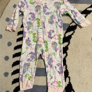 Burt's Bees White Footed One-Piece with Pink, Green & Blue Seahorses